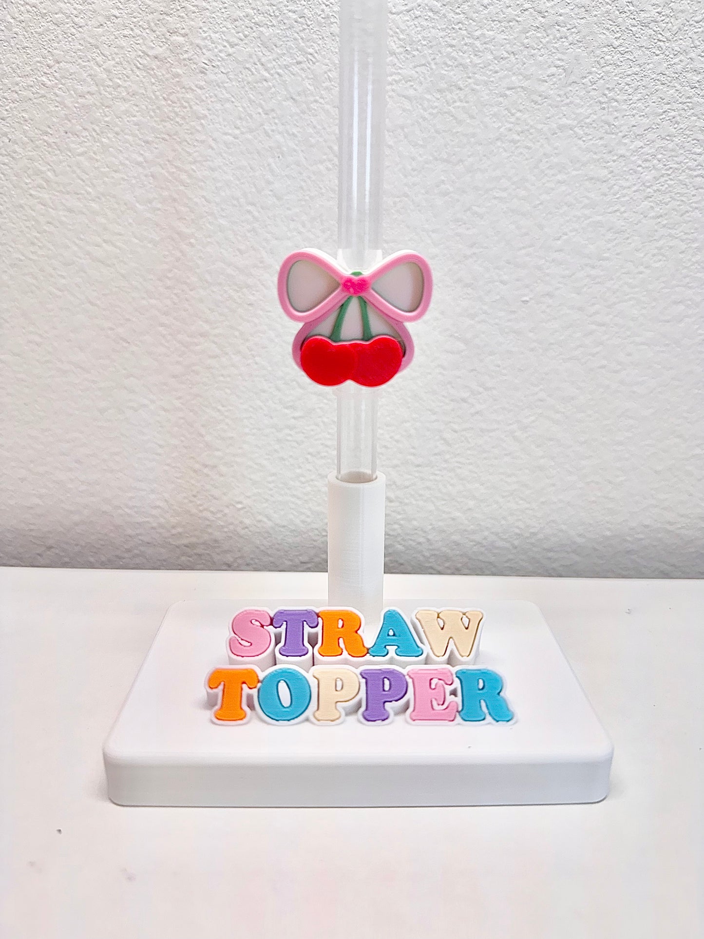 Cherry with bow straw topper