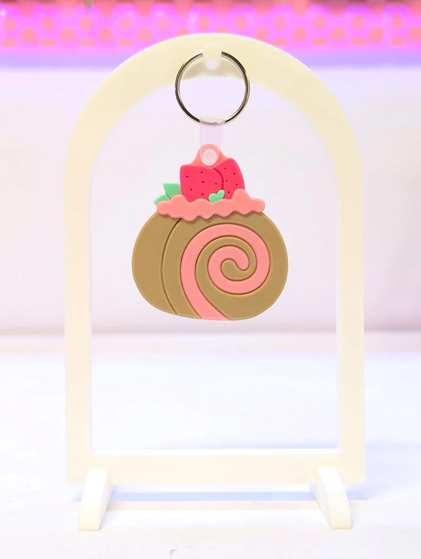 Strawberry Cinnamon Roll NFC Keychain