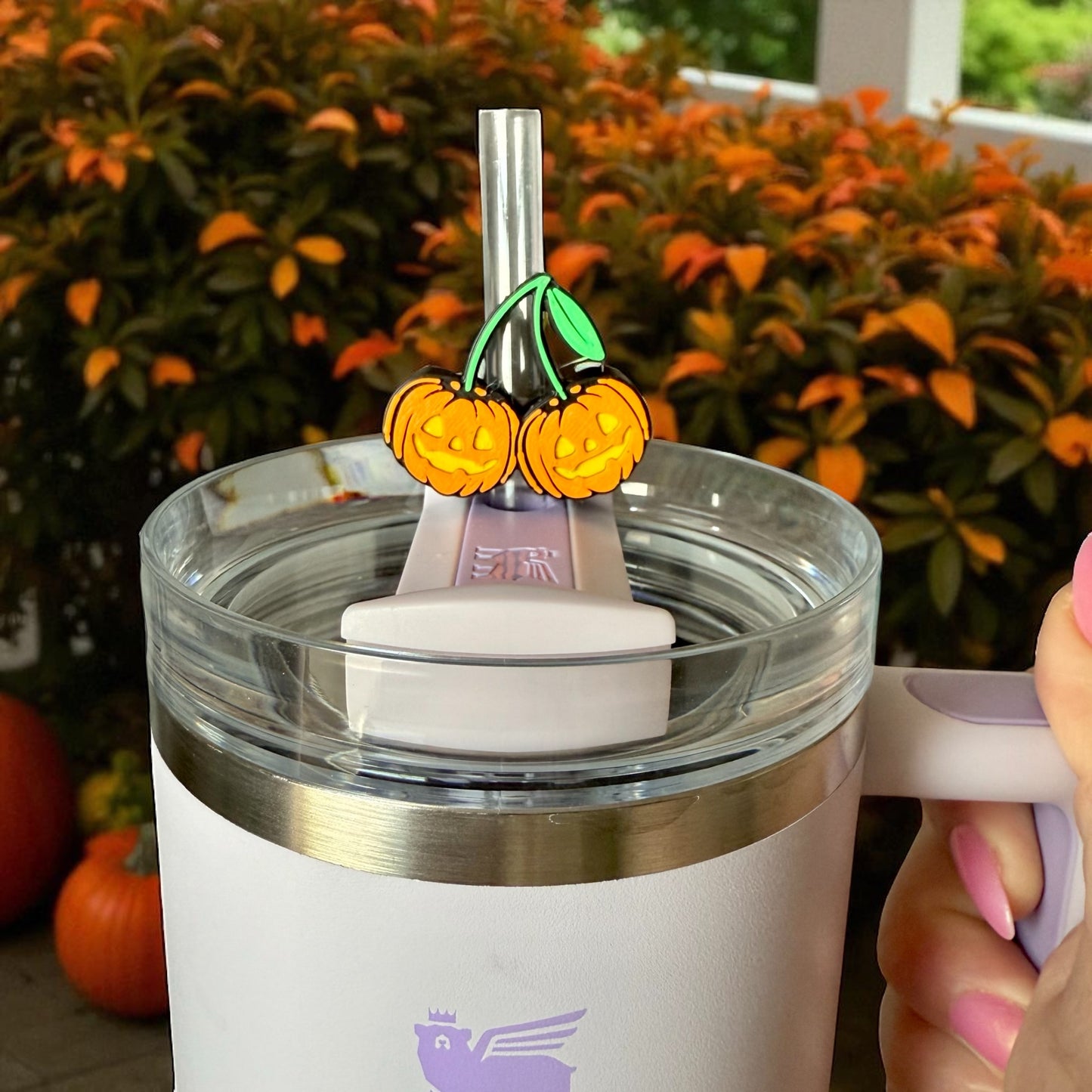 Pumpkin Cherries straw topper