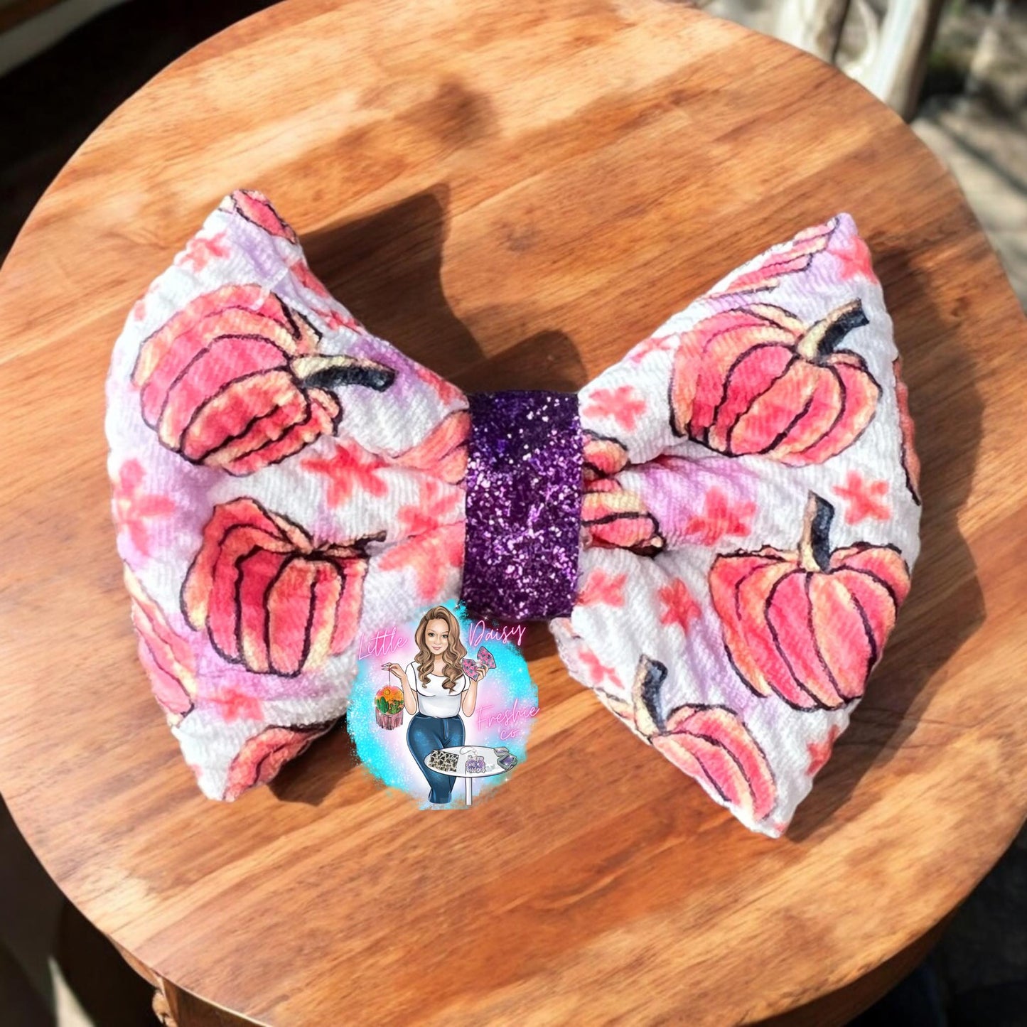 Pink Fall Pumpkin Freshie Bow
