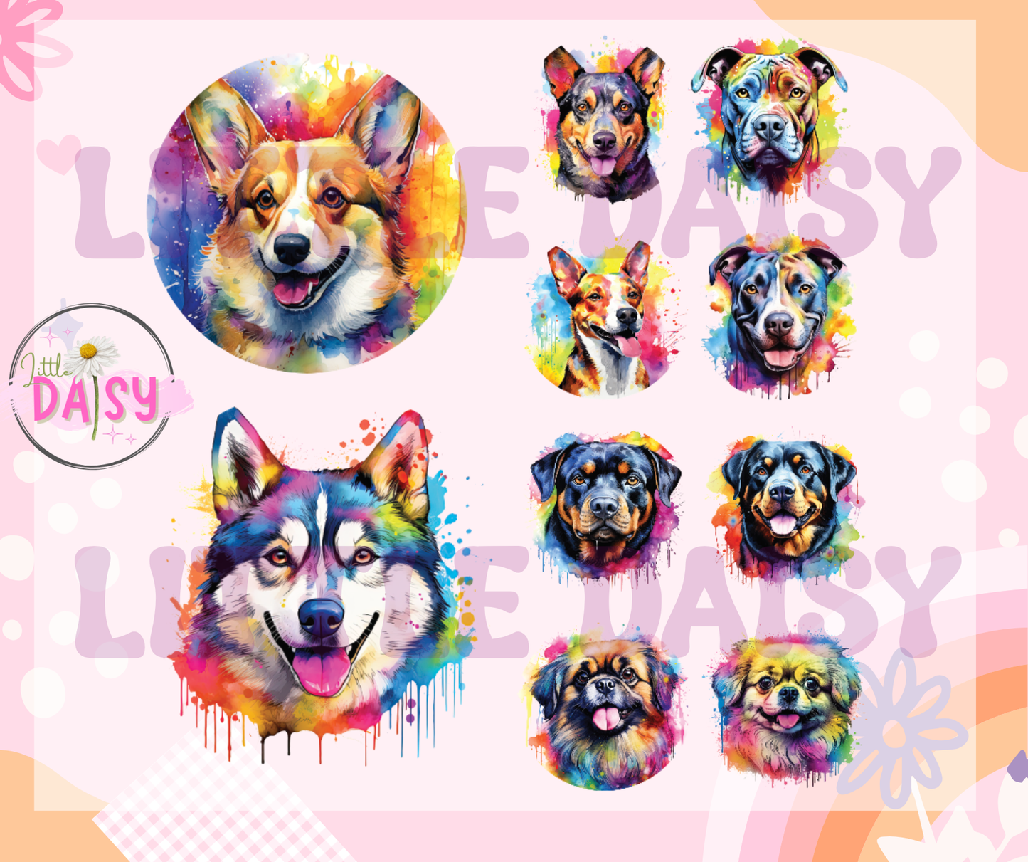 Watercolor Dog Cardstock rounds