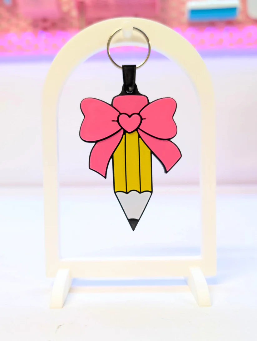 Pencil with bow NFC Keychain