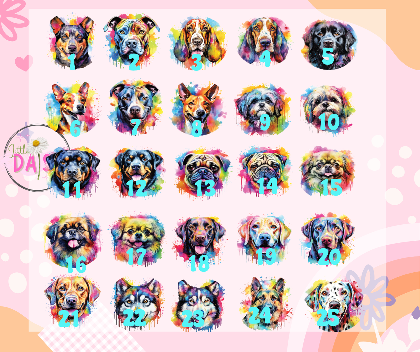 Watercolor Dog Cardstock rounds