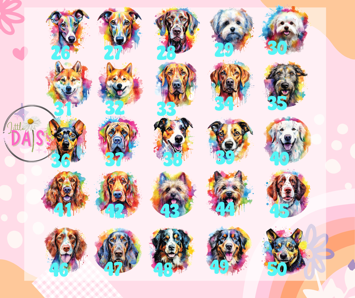 Watercolor Dog Cardstock rounds