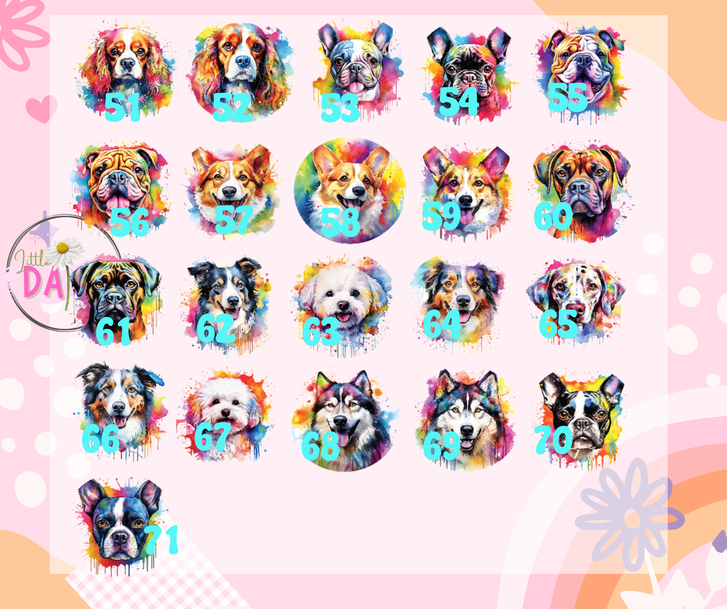 Watercolor Dog Cardstock rounds
