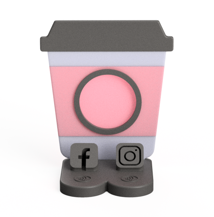 Coffee NFC Stand- 1 Frame/circle- (Design your NFC stand- You Choose base type)