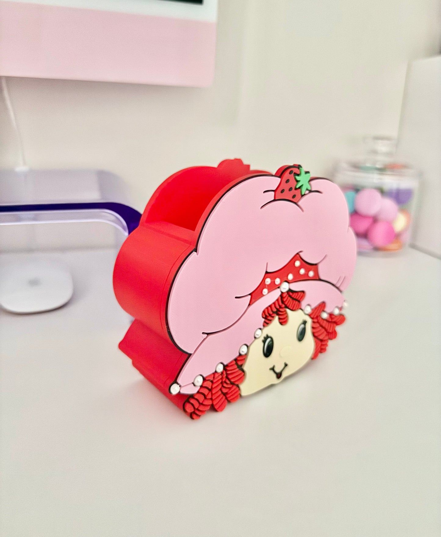 Berry w/rhinestones pen/ makeup bush holder