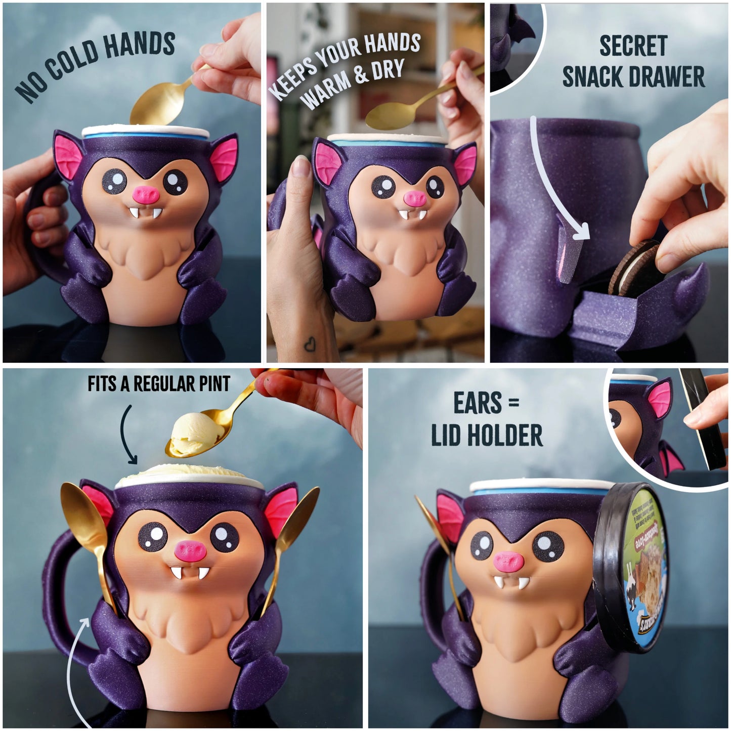 Bat Pint Cream Holder (will come in black)