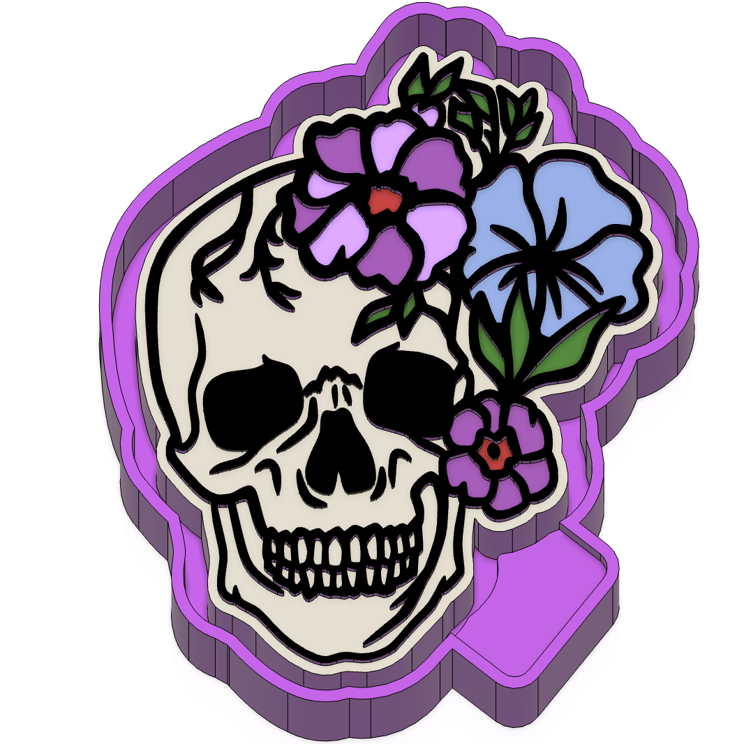 Skull Flowers Freshie Mold