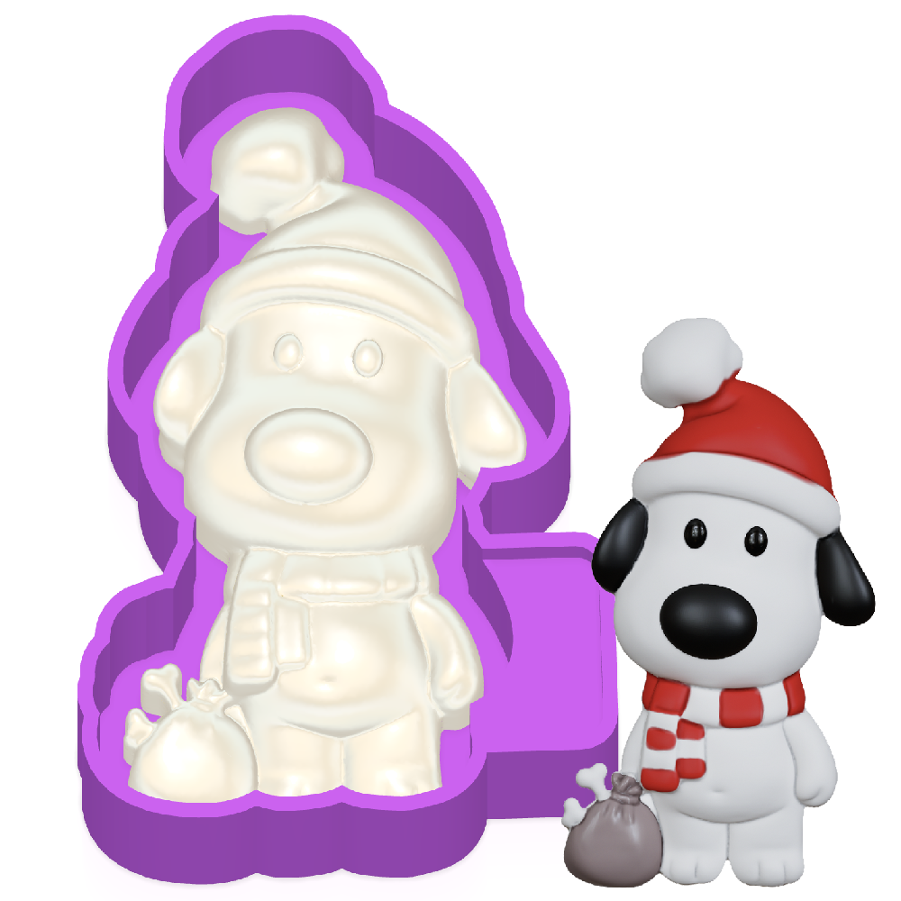 3D Christmas Dog Freshie Mold