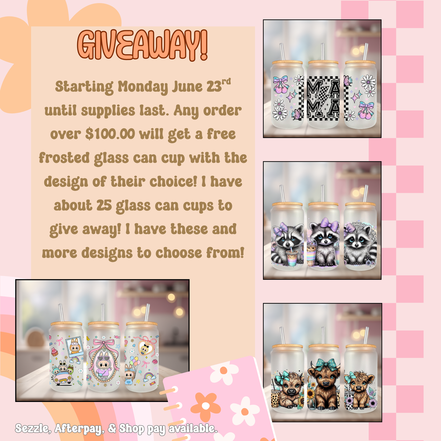 GIVEAWAY ONLY order must be $100 or more