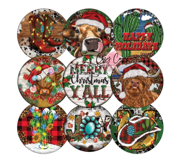 Western Christmas Cardstock Rounds