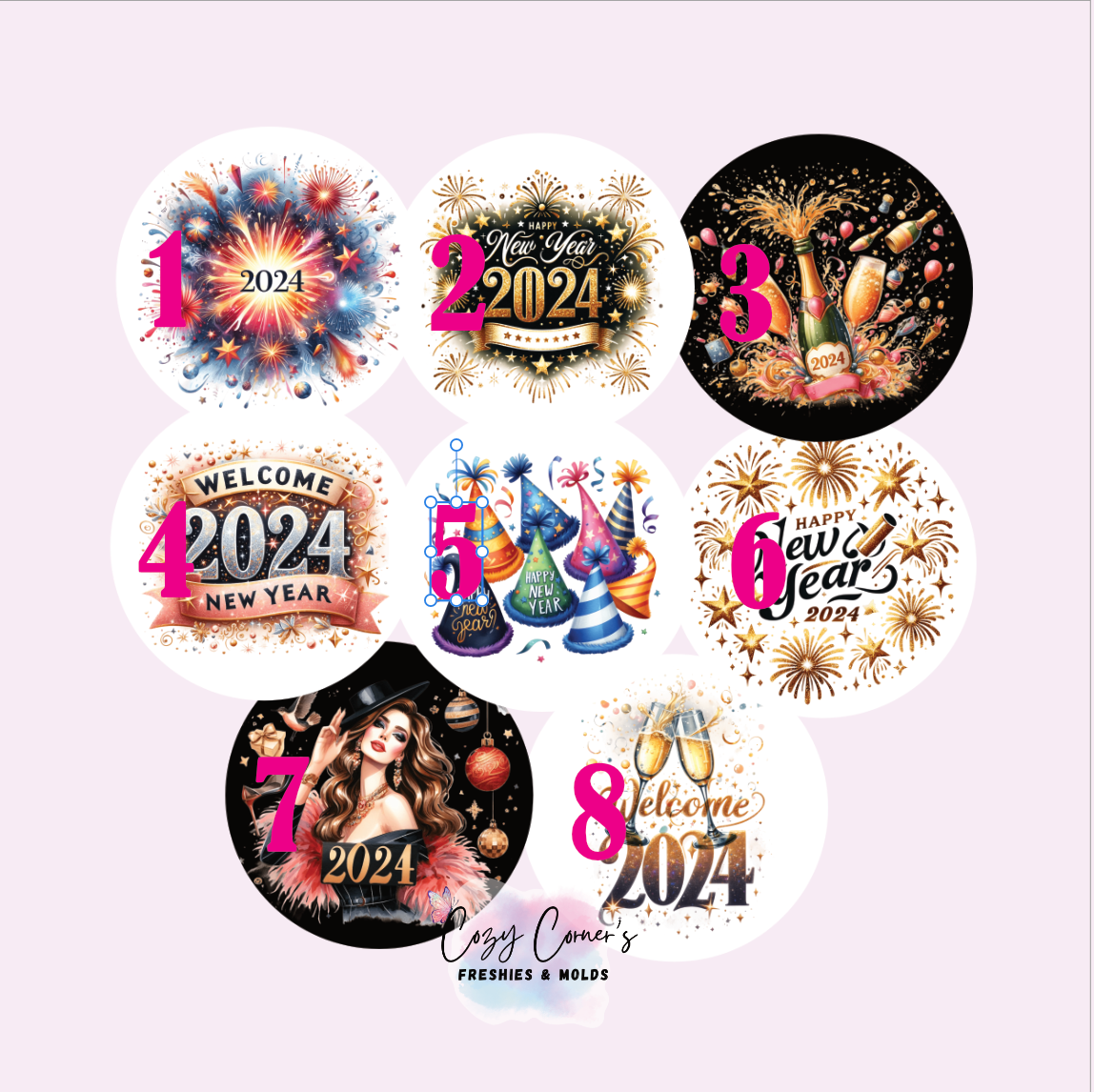New Years Cardstock rounds