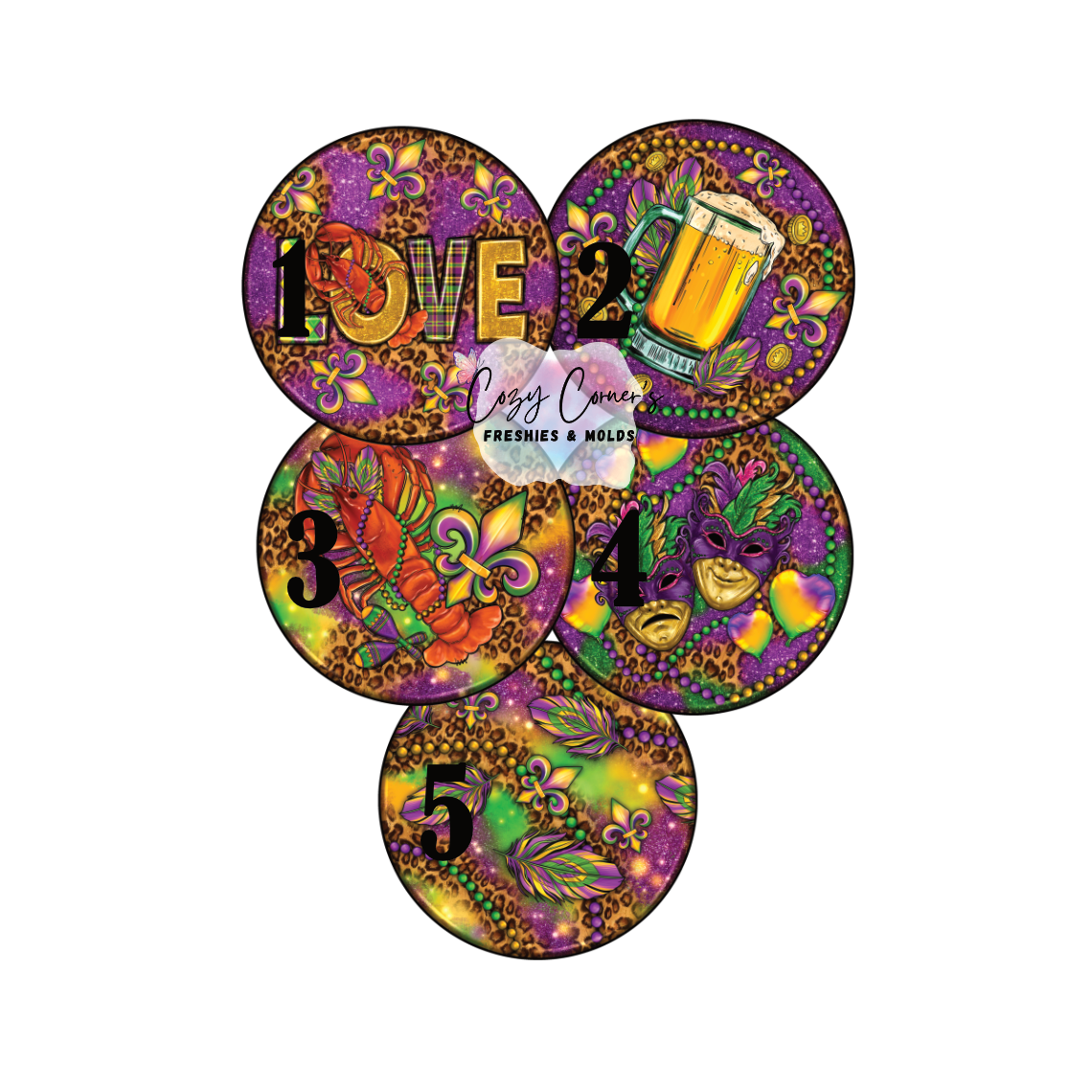 Mardi Gras Cardstock rounds