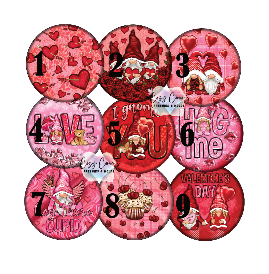 Valentine's Day Gnomes Cardstock rounds