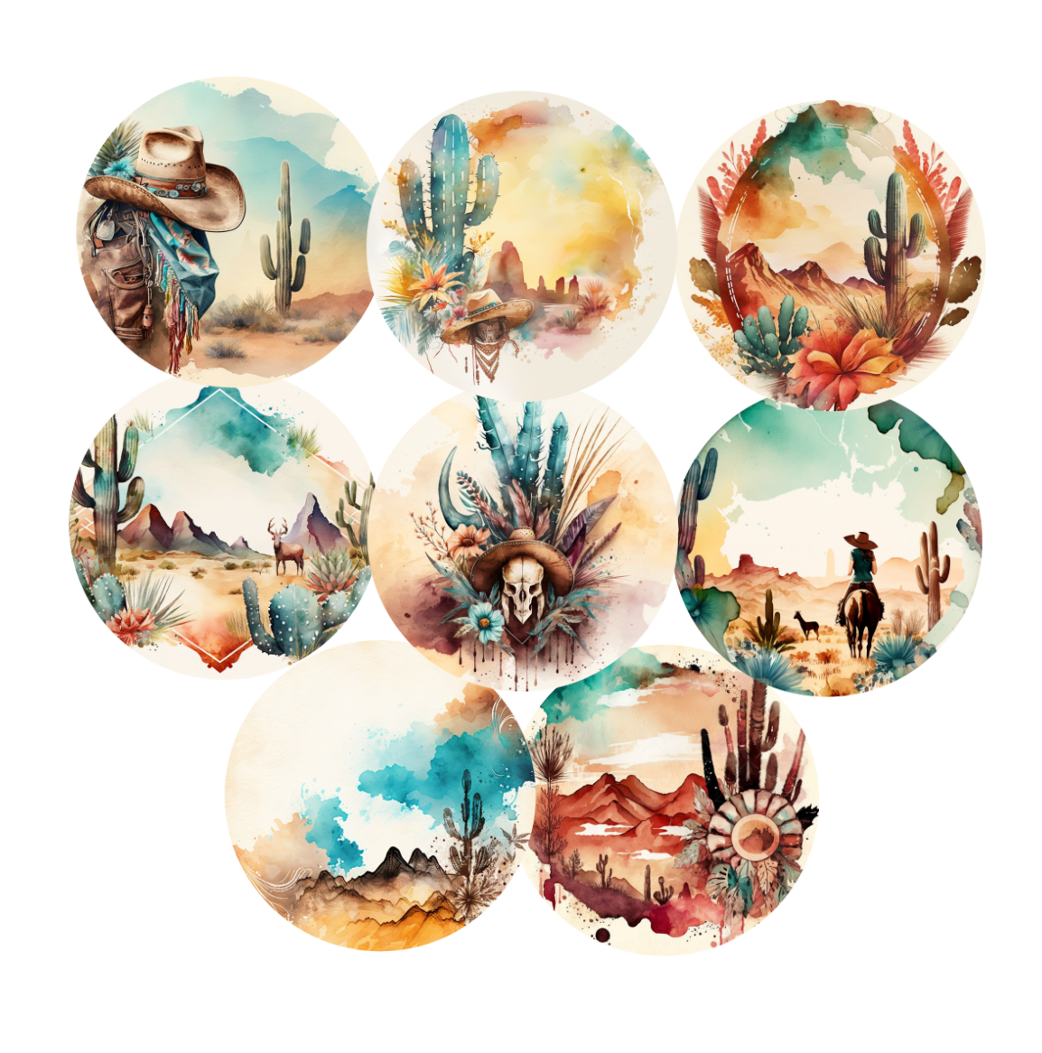 Desert watercolor Cardstock rounds