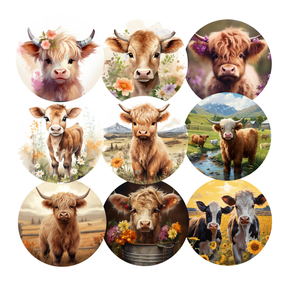 The ultimate Cow Variety Pack Cardstock rounds