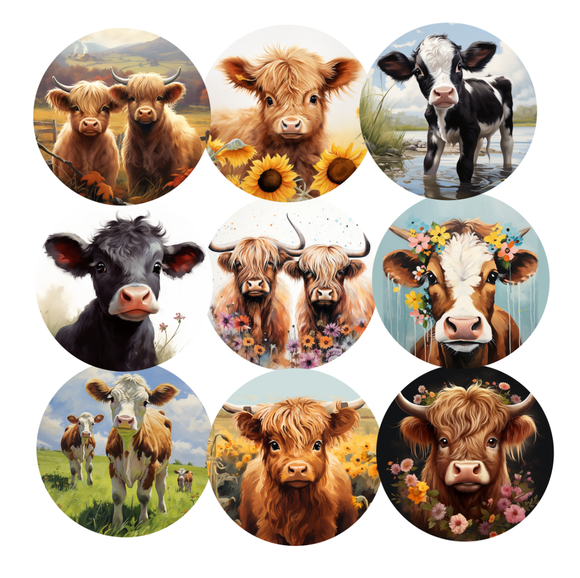 The ultimate Cow Variety Pack Cardstock rounds
