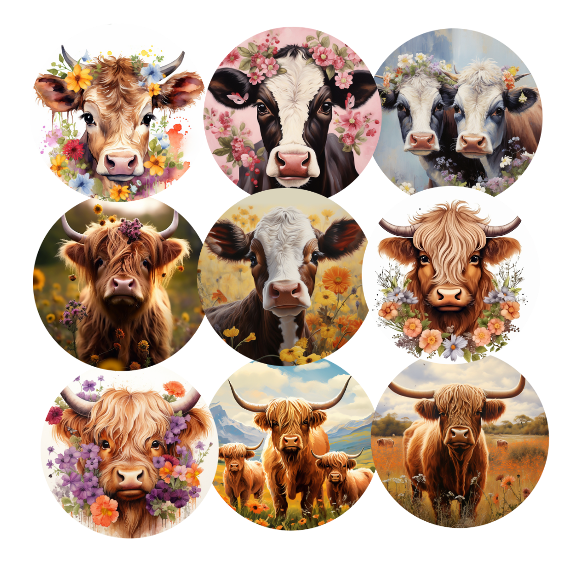 The ultimate Cow Variety Pack Cardstock rounds