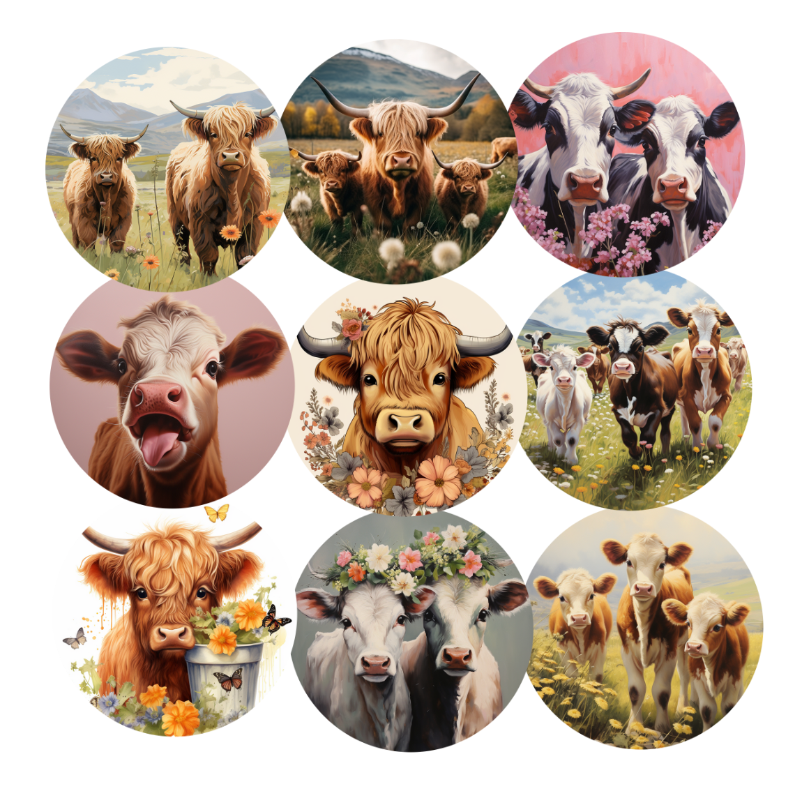 The ultimate Cow Variety Pack Cardstock rounds