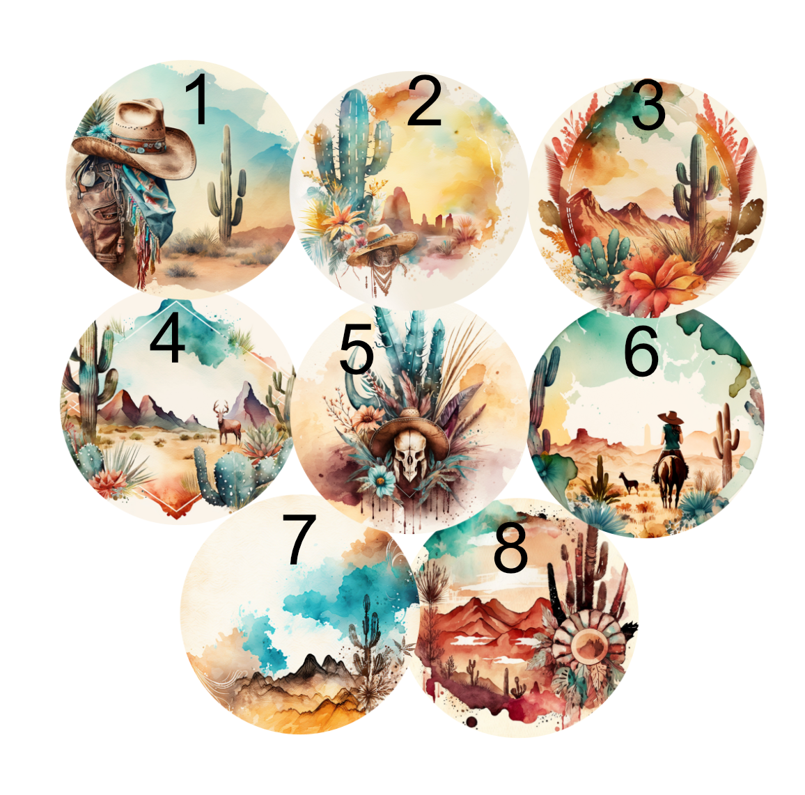 Desert watercolor Cardstock rounds