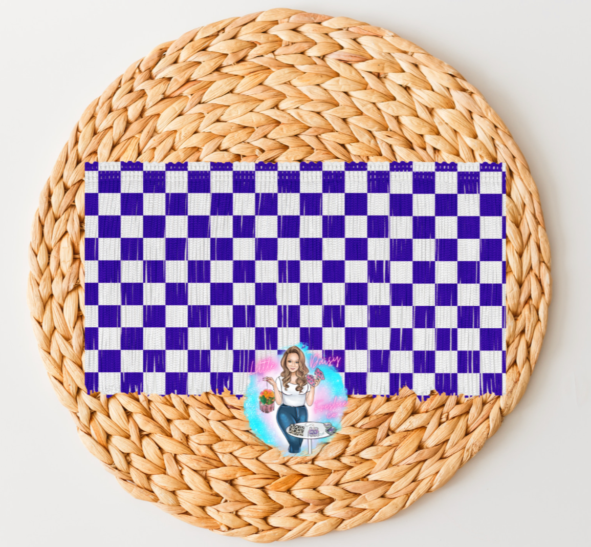 Purple Checkered Print Fringe