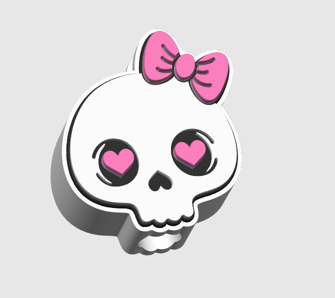 Skull w/bow straw topper