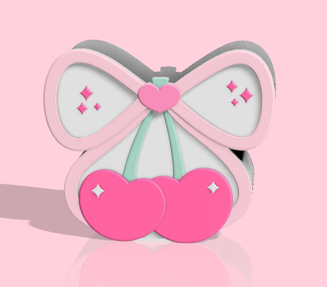 Cherry w/bow Pen/ makeup bush holder