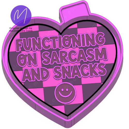 Sarcasm and snacks checkered heart Freshie Mold