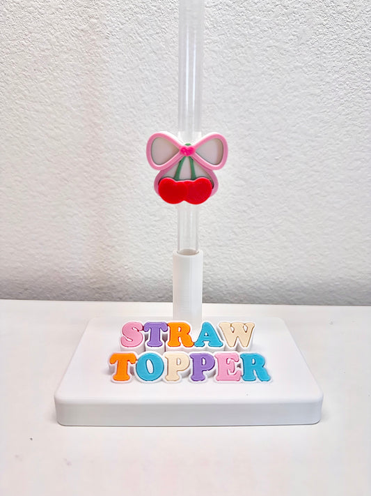 Cherry with bow straw topper