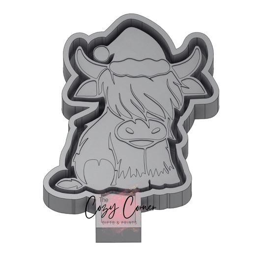 Highland Cow With Santa Hat freshie mold