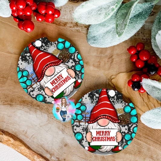 Christmas Gnome Car Coasters