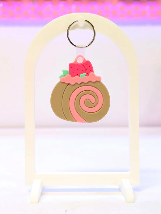 Strawberry Cinnamon Roll NFC Keychain