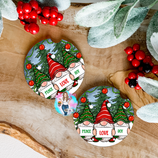 Christmas Gnomes Car Coasters