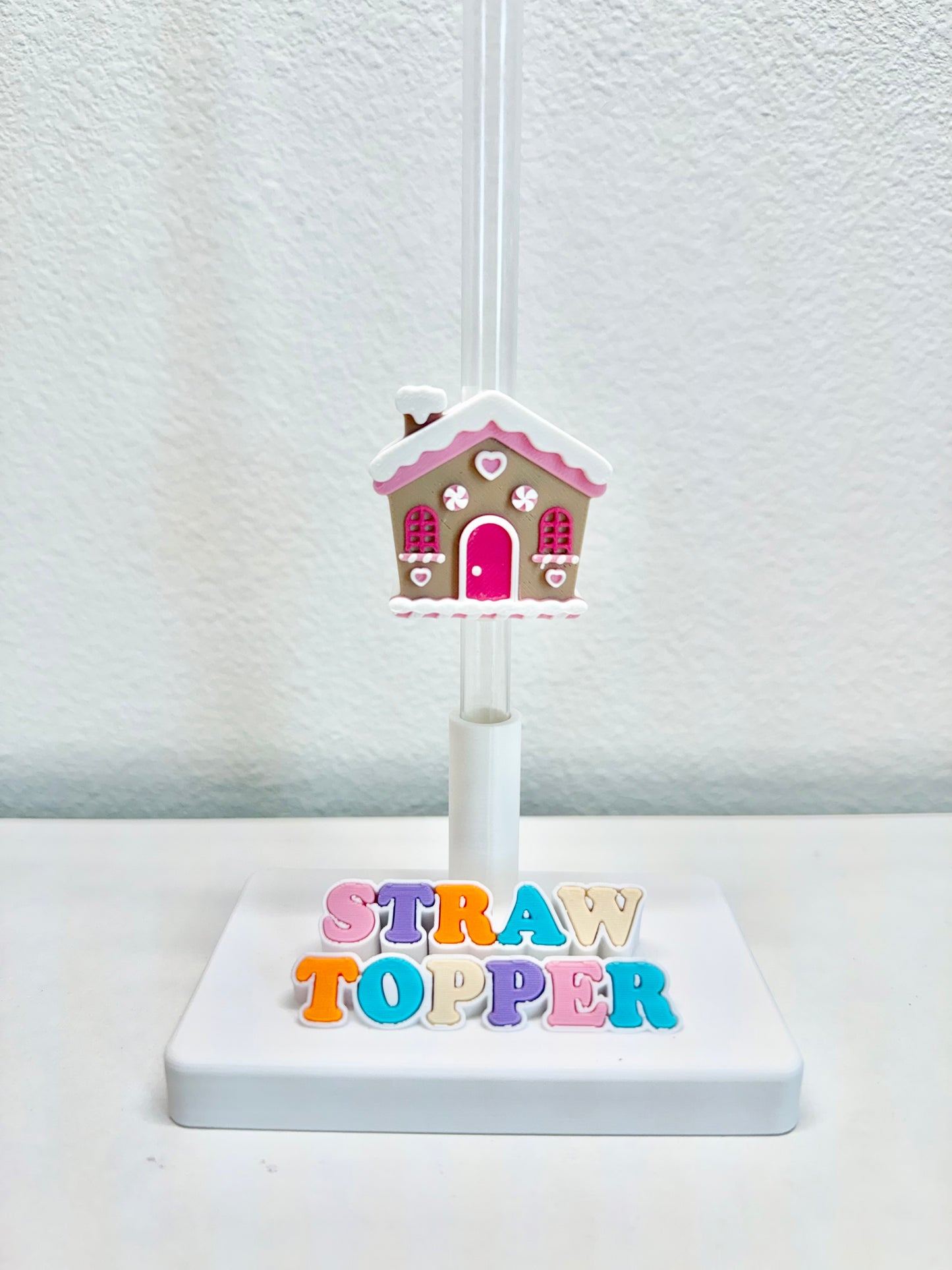 Gingerbread house straw topper