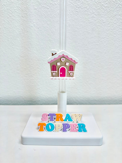 Gingerbread house straw topper