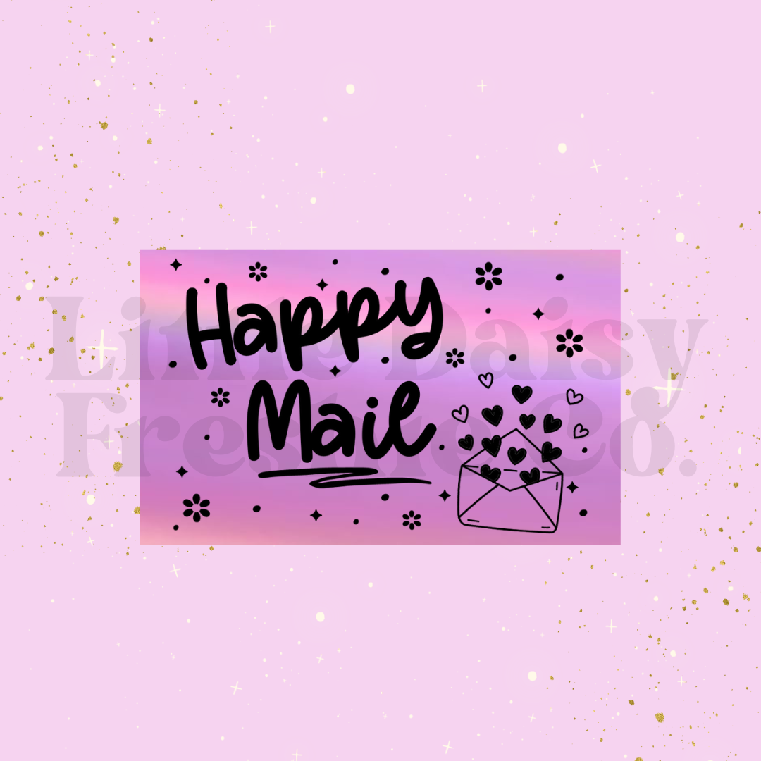 Happy Mail Holographic Label sticker (3"X 2")