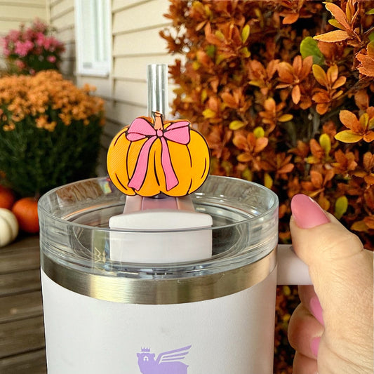 Pumpkin with bow straw topper