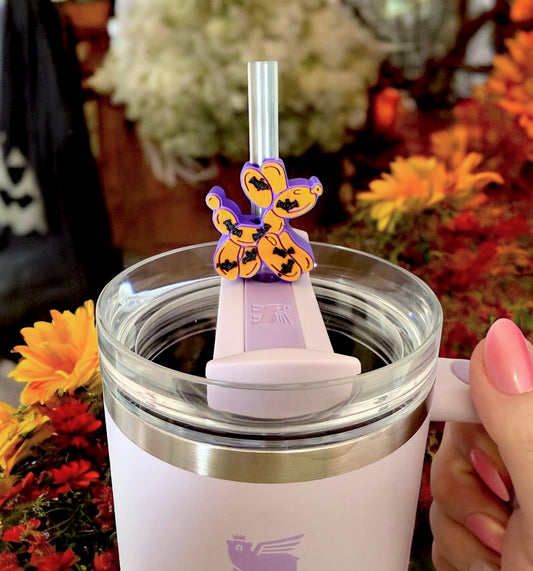 Bat balloon dog straw topper