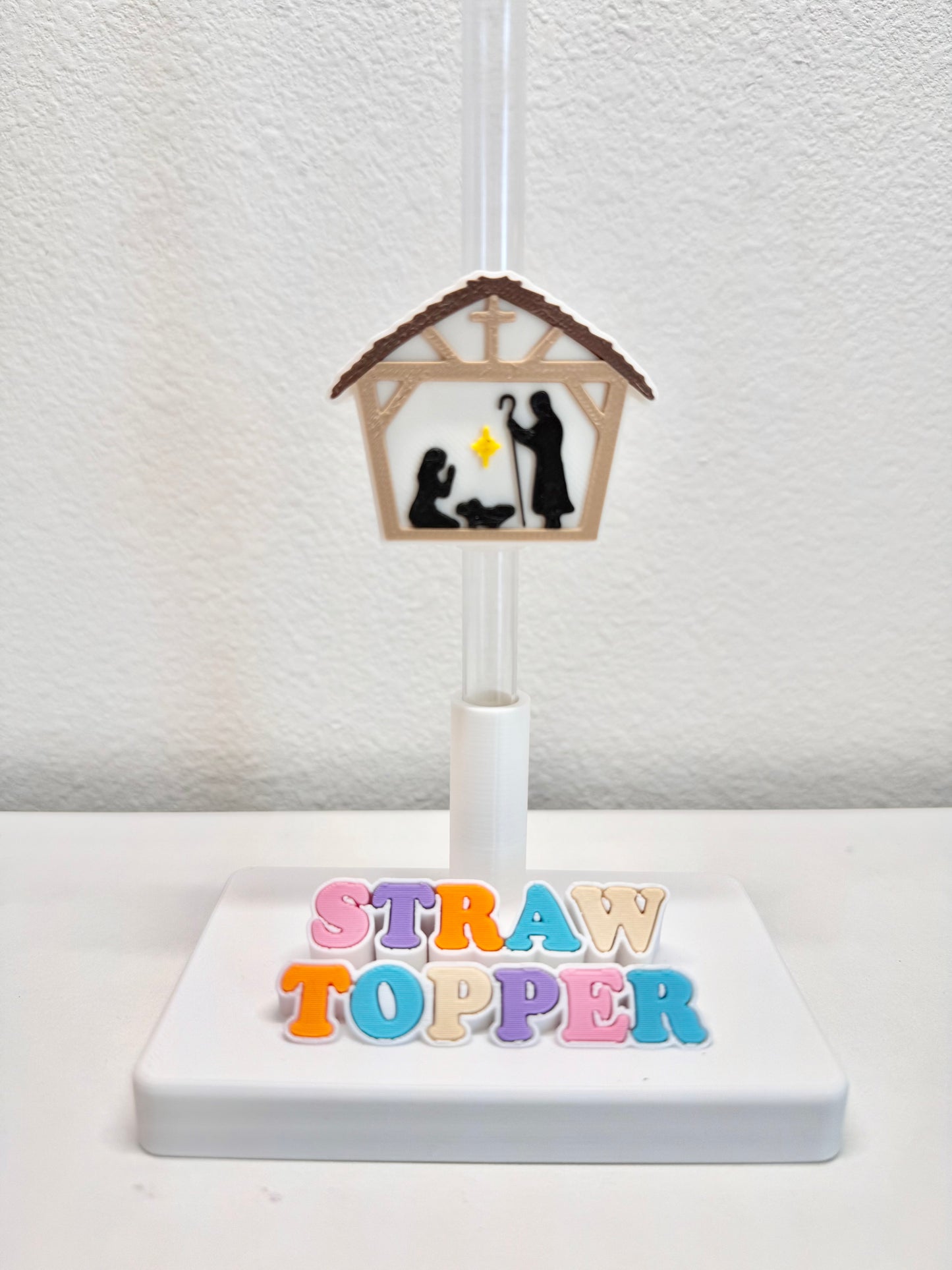 Nativity scene straw topper