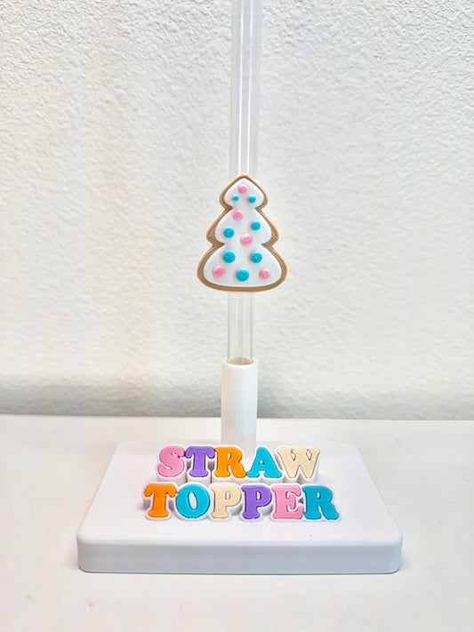 Tree sugar cookie straw topper