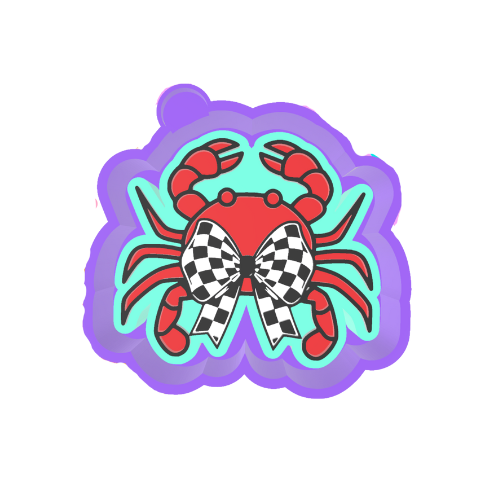Crab with checkered bow Freshie Mold