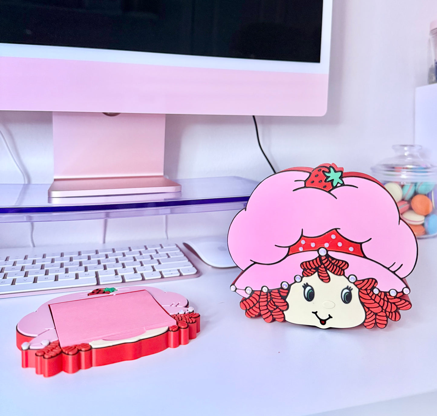 Strawberry Pen Holder & Sticky Note Holder Set With Rhinestones