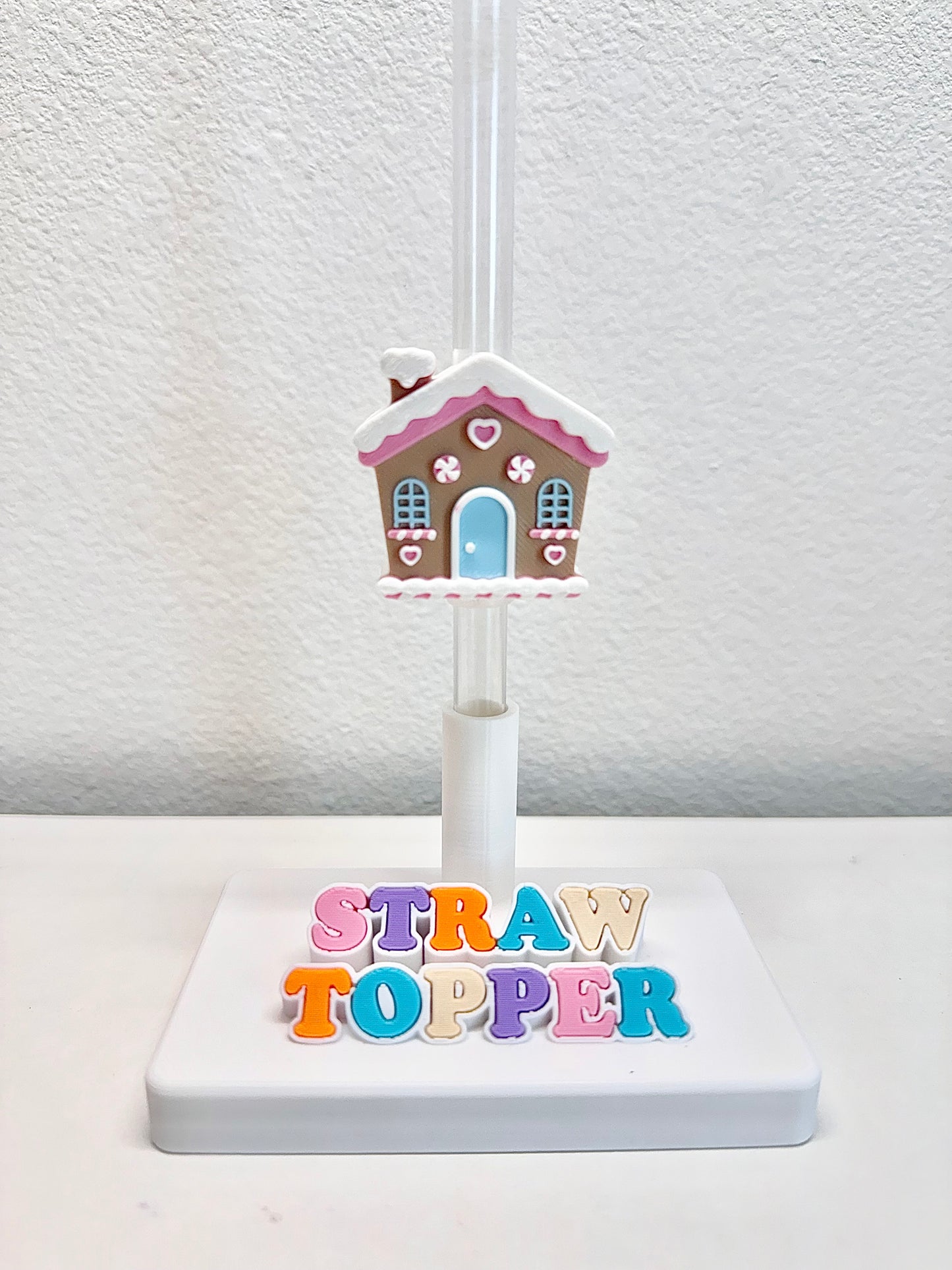 Gingerbread house straw topper