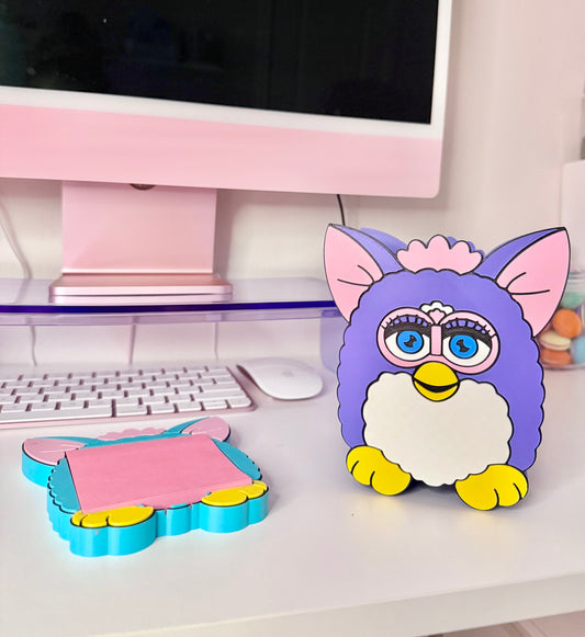 90's Fuzzy Creature Pen Holder & Sticky Note Holder Set