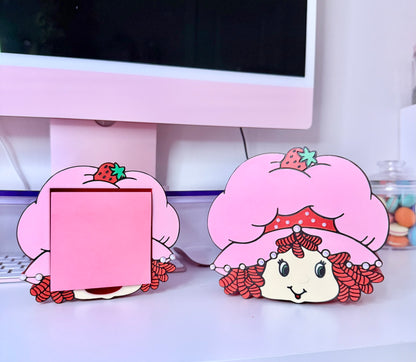 Strawberry Pen Holder & Sticky Note Holder Set With Rhinestones