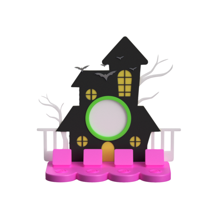 Haunted House NFC Stand- 1 Frame/circle- (Design your NFC stand- You Choose base type)
