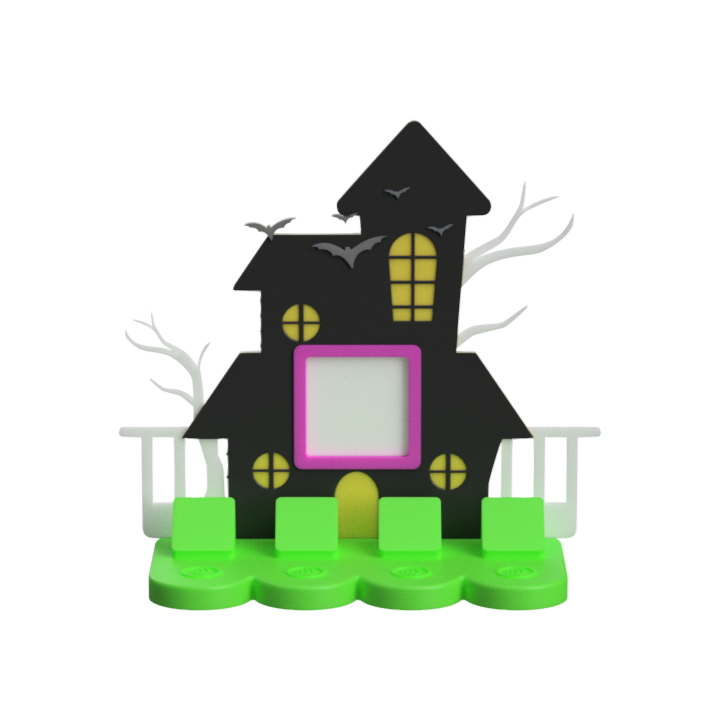 Haunted House NFC Stand- 1 Frame/square- (Design your NFC stand- You Choose base type)