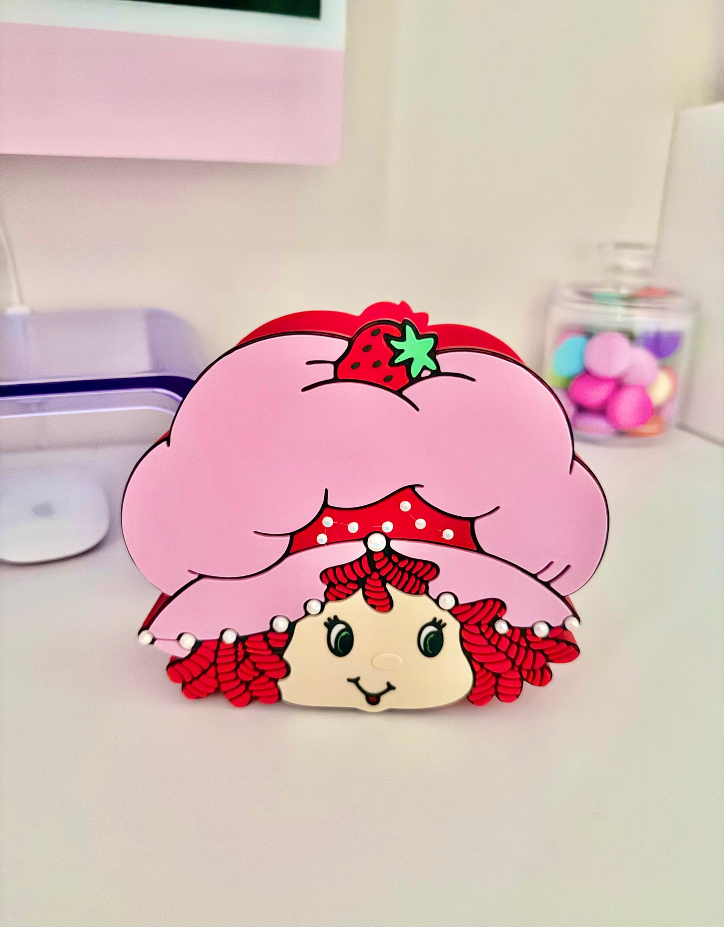 Berry  w/rhinestones pen/ makeup bush holder