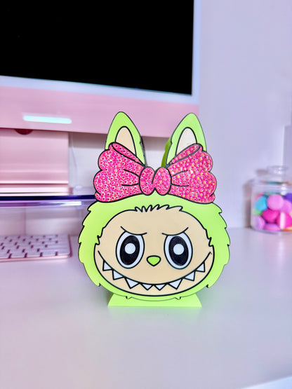 Cute Monster w/rhinestone bow pen/ makeup bush holder
